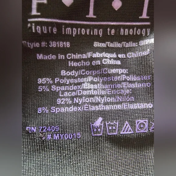 F.I.T. Figure Improving Technology Black w/ Lace PushUp Padded Bra Shapewear - Picture 7 of 8